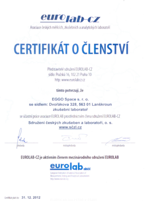 Certification EUROLab-CZ